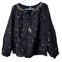 Old Navy‎ Popover Tunic Top Women Size Medium Floral Cotton Peasant Cottagecore
