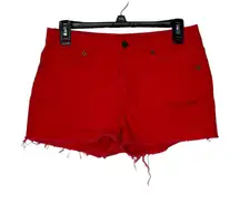 Universal Thread Womens Shorts‎ High-Rise Shortie Cut Off Stretch Denim Red 29