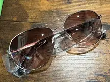 NWT Kate Spade New York Emmaline Aviator Sunglasses Rose Gold Frame Brown Lens