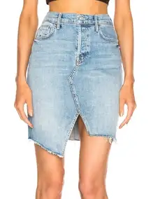 Mother Mini Fray Denim Skirt Tomcat Slide in The Problem w Miracles Size 31