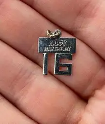 Vintage 925 Wells Sterling Silver "Happy Birthday 16" Pendant Bracelet Charm