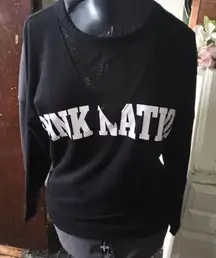 Pink Nation mesh v-neck sweatshirt