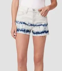 HUDSON High Rise Cut Off Lori SHORTS Size 26 Button Fly White Tie Dye Bleach NWT