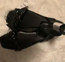 NWT Time and Tru Women's Black Braided
Ankle Strap Buckle Sandals Size 10