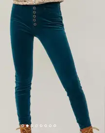 Pilcro Anthropologie Teal Corduroy High Rise Skinny Pants 30 Crop