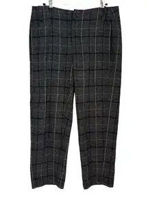 Free People Plaid Cropped Preppy Academia Trouser Pants Black Womens Size 2
