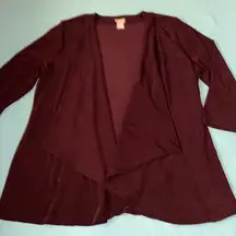 CHICO’S set TRAVELERS cardigan and no tummy pull on pants burgundy NEW size 12