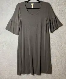 Matilda Jane Dress Womens Size XS Gray Shift Live To Teach Ruffle Sleeve Stretch