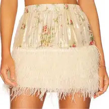 LOVESHACKFANCY Risha Mini Skirt, Golden Fog