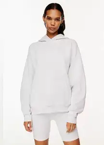 Aritzia TNA Cozy AF Fleece White pullover Boyfriend Hoodie Sweatshirt size XS