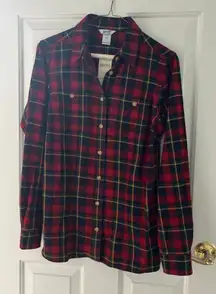 Duluth Trading Co Women’s Free Swingin’ Plaid Flannel Button Down Shirt  