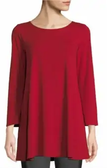 Eileen‎ Fisher Viscose Jersey Ballet Neck Flared Red Top Size S