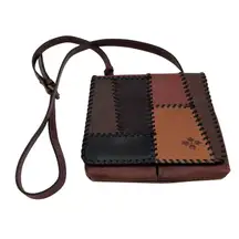 The Sak Patchwork Leather Shoulder Bag Crossbody Brown Purse