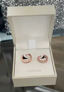 Rachel Ashwell Cubic Zirconia Rose Gold Sterling Silver Hoops (NWT)