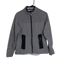 Peter Millar Warmth Jacket Womens Medium Gray Full Zip Fleece Golf Sanctuary