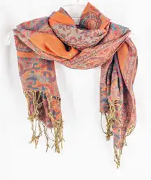 Pashmina Multicolor Red Green Blue Paisley Scarf Womens One Size