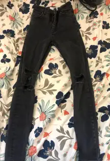 Bershka High Waisted Super Slim Black Jeans