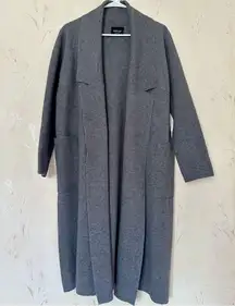 Long Knit Coat with Draped Neck