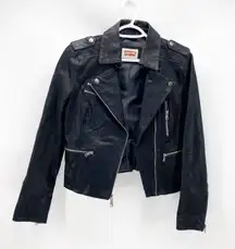 Levi’s black suede moto jacket grunge rocker emo Date night girls night size XS