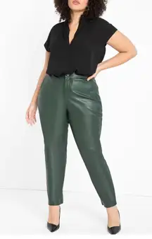 Eloquii Classic Fit Slim Faux Leather Pant Women’s Size 16 Green