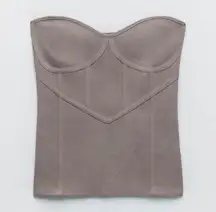 ZARA Strapless Knit Corset Bustier Top Brown size M