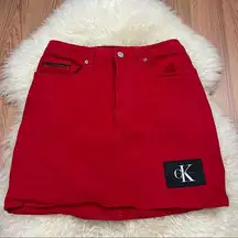 Y2K Style CK Calvin Klein Tango Red Denim Mini Skirt 27