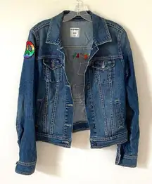 Old Navy Pride Rainbow Beatles Peace Patch Denim Jacket Blue Size Medium