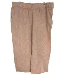 J. Jill Pure Linen Brown Elastic Waist Pants Wide Leg Beach Resortwear XL Petite