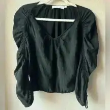 ASTR the Label Ruched Long Sleeve Top Black Size M‎