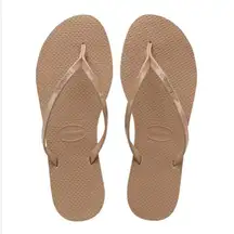 Havianas You Metallic Nude Flip Flop Thong Size 41/42 (11-12) NWOB