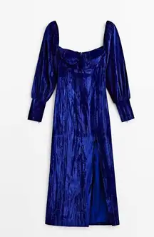 MASSIMO DUTTI Pleated Velvet Dress - Studio  
In Deep Blue XS