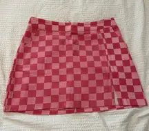 Pink Checkered High Waisted Skirt
