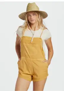 Billabong “Wild Pursuit” wild honey yellow overalls shortalls romper shorts
