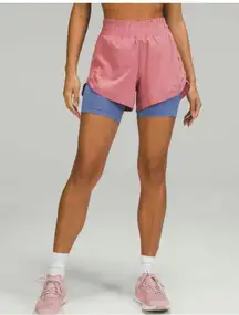 NWT Lululemon Track That 2-in-1 High-Rise Short 6" / Brier Rose / Water Drop