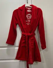 Juicy Couture Red Plush Embroidered Robe Size S/M