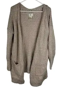 Ruby Moon Women's Large Beige Open Front Cardigan Sweater Soft Cozy‎ Pockets