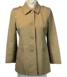 Ann Taylor Classic Short Trench Khaki Coat Epaulets, pleated back size 10 petite