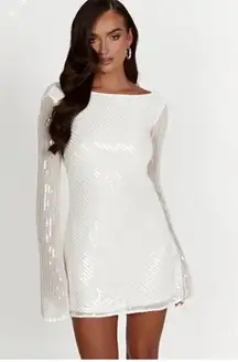 Nala White Mini Sequin Dress