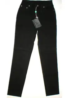 New Womens NWT 27 Designer Italy Piazza Sempione Jeans Black High Waist Skinny