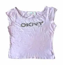 DKNY Jeans Shirt w/Sequin Bead Embellished Logo