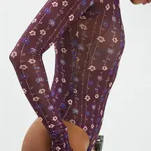 Free People Up All Night Printed Bodysuit Berry Bandit Size Medium Nwot