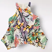 Anthropologie HD‎ In Paris Lucille Peplum Blouse Womens Size 4 Floral