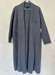 Long Knit Coat with Draped Neck