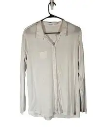 Stateside White Supima Cotton Long Sleeve Button Down Shirt Women Sz M