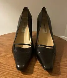 Jimmy Choo Black Leather Cut Out Margo? London? Stiletto Heel Pointed Toe 39.5