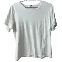 Elizabeth & James Hanes 100% Cotton White Basic Neutral Short‎ Sleeve Shirt