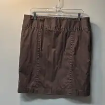 Loft Pencil Straight Classic Brown Skirt Above Knee Side Zip Soft Lightweight