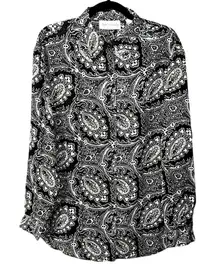 Vintage 1995 Diane Von Furstenberg Paisley Print Collared Button Down Blouse