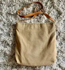 Tan/Brown Canvas  Bucket Bag Crossbody Leather Detailing Purse Boho Bohemian Neutrals Minimalist Earth Tones 