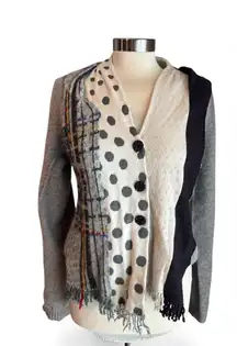 Anthropologie Charlie and Robin  Multi Color Wool Scarf Cardigan Sweater